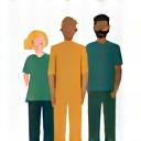 Three figures together representing community.